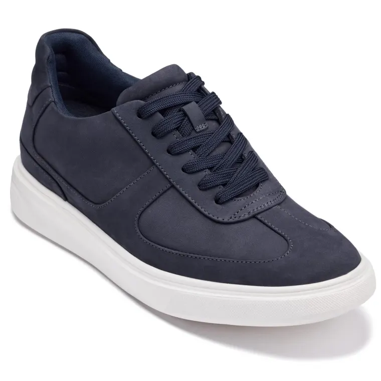 CALTO - J2203 - 2.6 Inches Taller (Ultramarine Blue/White Sole) - Lightweight Nubuck Sneakers