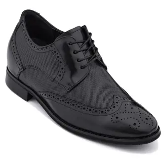 CALTO - Y10655 - 2.8 Inches Taller (Black) - Wingtip Oxford Dress Shoe