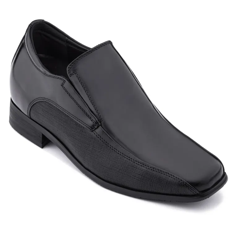 CALTO - Y3023 - 3 Inches Taller (Black) - Slip-On Leather Dress Shoes