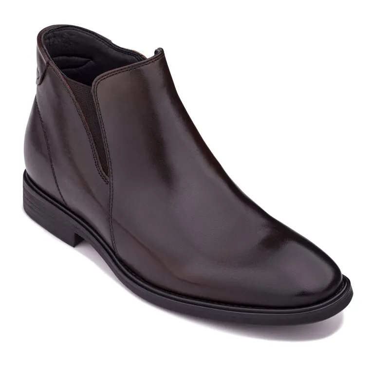 TOTO - W0371 - 2.6 Inches Taller (Rich Espresso Brown) - Soft Supple Genuine Leather Mid-Top Ankle Zipper Boot