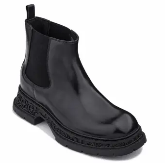 TOTO - W0662 - 3.2 Inches Taller (Black) - Chunky Sole Chelsea High Top Ankle Boot
