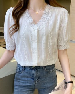 Short Lace Clothing Design Sense Niche Chiffon Shirt