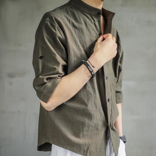 Linen Shirt Men's Short-Sleeved Shirt Loose Plus Size Men's Clothing - Image 5